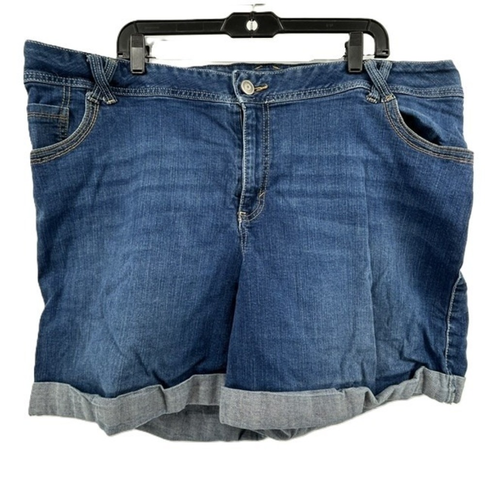 Lane Bryant Womens Size 24 Denim Shorts Cuffed Medium Wash Stretch Blue Jeans